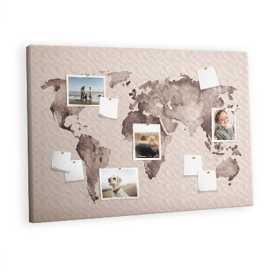 Quadro em cortiça Mapa-múndi em aquarela