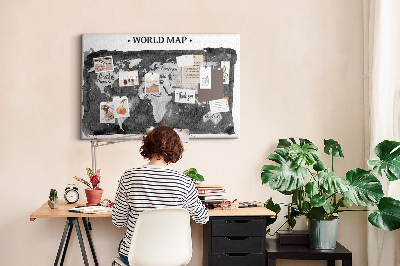 Quadro de aviso de cortiça Mapa escuro retrô