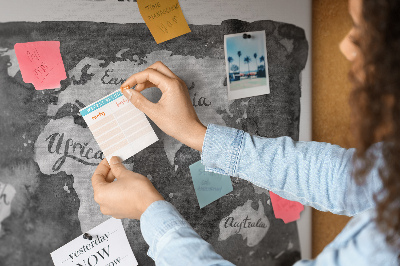 Quadro de aviso de cortiça Mapa escuro retrô