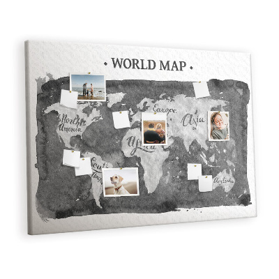 Quadro de aviso de cortiça Mapa escuro retrô