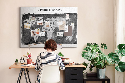 Quadro de aviso de cortiça Mapa escuro retrô