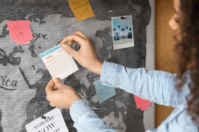 Quadro de aviso de cortiça Mapa escuro retrô