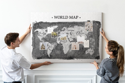 Quadro de aviso de cortiça Mapa escuro retrô