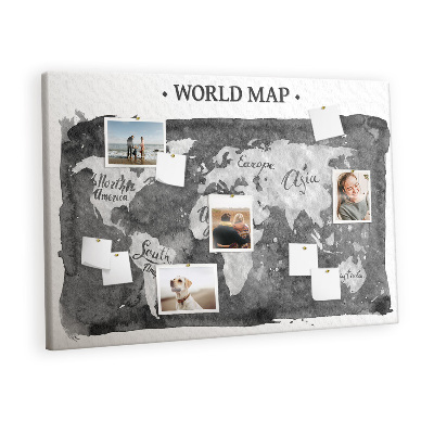 Quadro de aviso de cortiça Mapa escuro retrô