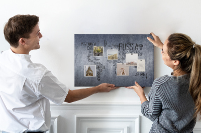 Painel em cortiça Mapa com inscrições