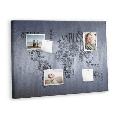 Painel em cortiça Mapa com inscrições