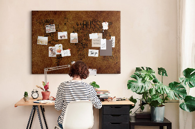 Quadro de aviso de cortiça Mapa de nomes de países