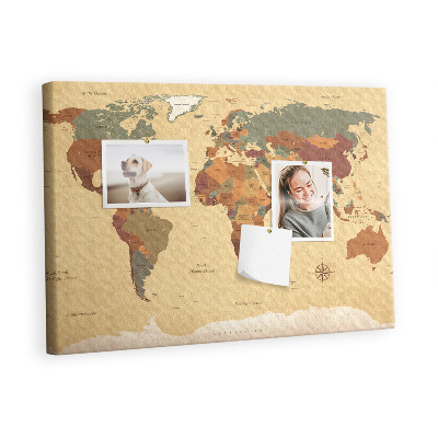 Painel em cortiça Mapa-múndi vintage