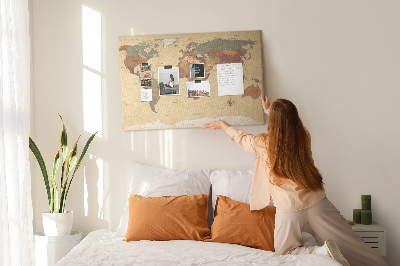 Painel em cortiça Mapa-múndi vintage