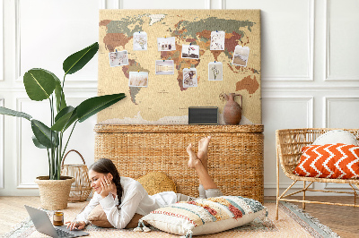 Painel em cortiça Mapa-múndi vintage