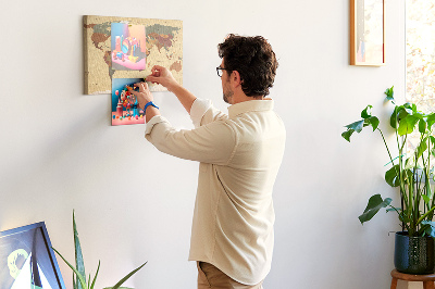 Painel em cortiça Mapa-múndi vintage