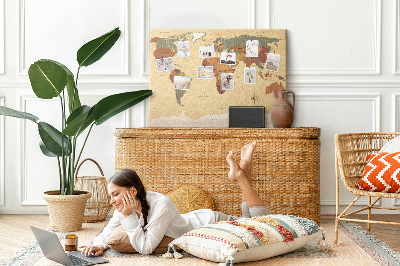 Painel em cortiça Mapa-múndi vintage