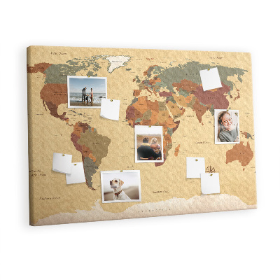 Painel em cortiça Mapa-múndi vintage