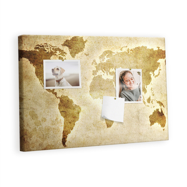 Quadro de aviso de cortiça Mapa do mundo antigo