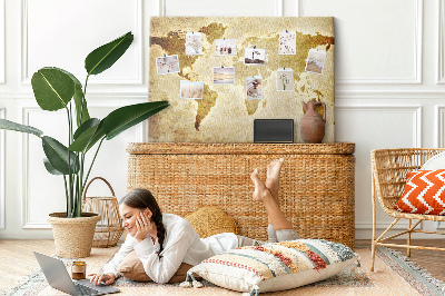 Quadro de aviso de cortiça Mapa do mundo antigo