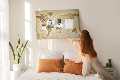 Quadro de aviso de cortiça Mapa do mundo antigo