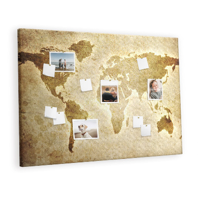 Quadro de aviso de cortiça Mapa do mundo antigo