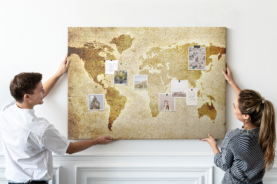 Quadro de aviso de cortiça Mapa do mundo antigo