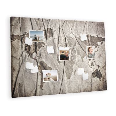 Quadro de aviso de cortiça Padrão de mapa-múndi