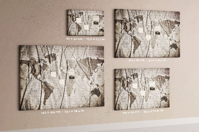 Quadro de aviso de cortiça Padrão de mapa-múndi