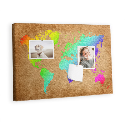 Quadro de aviso de cortiça Mapa mundial