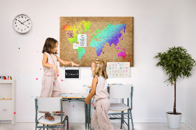 Quadro de aviso de cortiça Mapa mundial