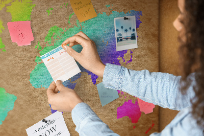Quadro de aviso de cortiça Mapa mundial