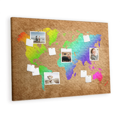 Quadro de aviso de cortiça Mapa mundial