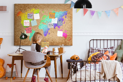 Quadro de aviso de cortiça Mapa mundial