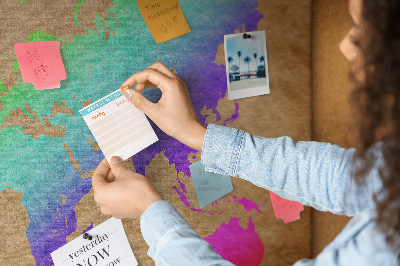 Quadro de aviso de cortiça Mapa mundial