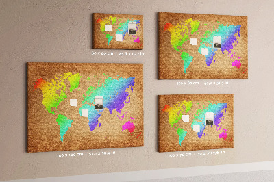 Quadro de aviso de cortiça Mapa mundial