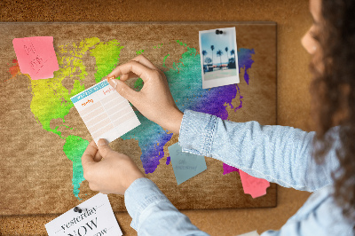 Quadro de aviso de cortiça Mapa mundial