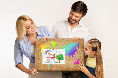 Quadro de aviso de cortiça Mapa mundial