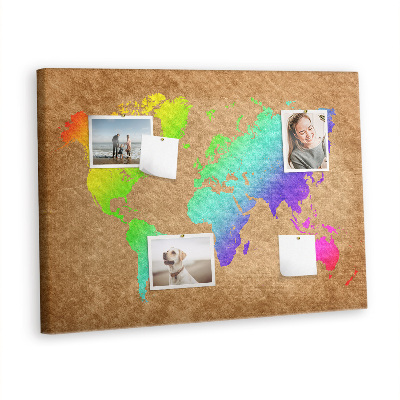 Quadro de aviso de cortiça Mapa mundial