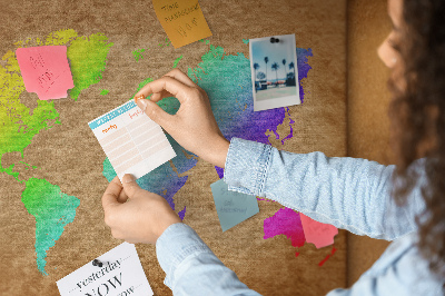 Quadro de aviso de cortiça Mapa mundial