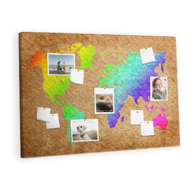 Quadro de aviso de cortiça Mapa mundial