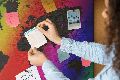 Quadro de aviso de cortiça Mapa mundial