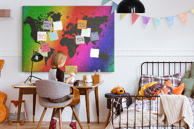 Quadro de aviso de cortiça Mapa mundial