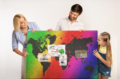 Quadro de aviso de cortiça Mapa mundial