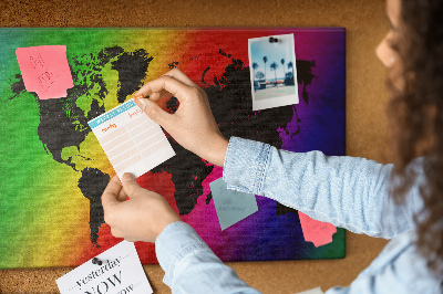 Quadro de aviso de cortiça Mapa mundial