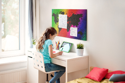 Quadro de aviso de cortiça Mapa mundial