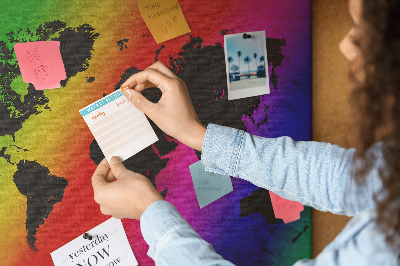 Quadro de aviso de cortiça Mapa mundial