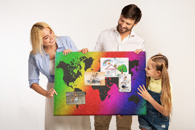 Quadro de aviso de cortiça Mapa mundial