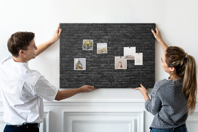 Quadro de aviso de cortiça Parede de tijolos escuros