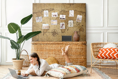 Quadro em cortiça Mapa-múndi vintage