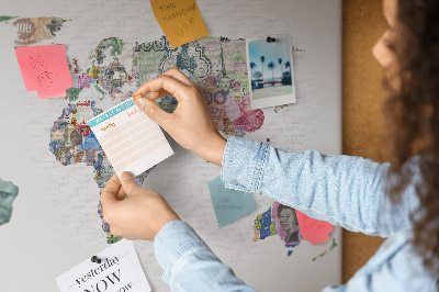 Quadro de aviso de cortiça Mapa mundial