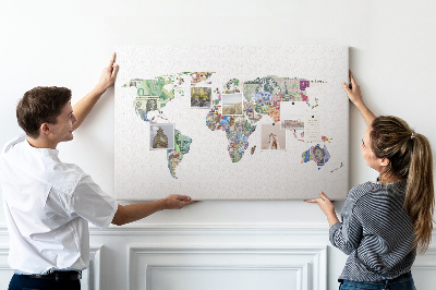 Quadro de aviso de cortiça Mapa mundial