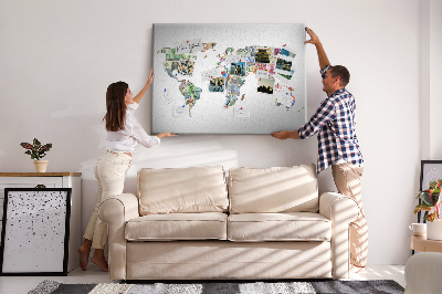 Quadro de aviso de cortiça Mapa mundial