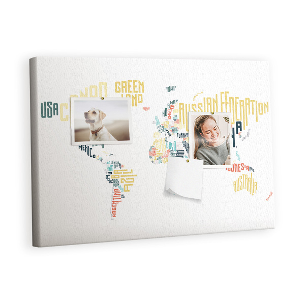 Quadro em cortiça Nomes de países
