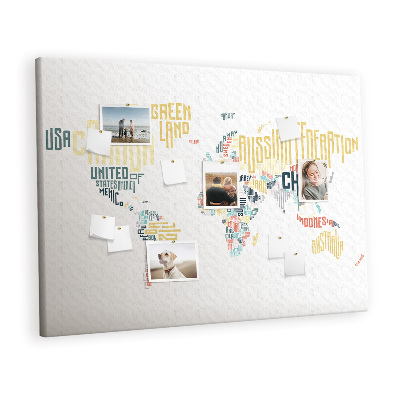 Quadro em cortiça Nomes de países